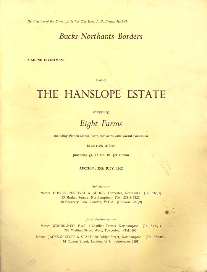 Hesketh Estate sale catalogue 1962